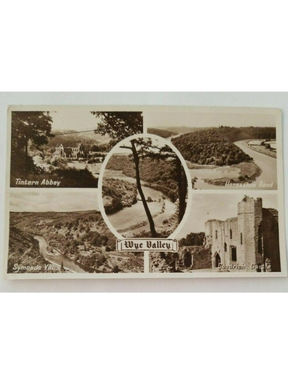 c1950 Real Photo Postcard Multi-view of Tintern Abbey Wye Valley Goodrich BT959